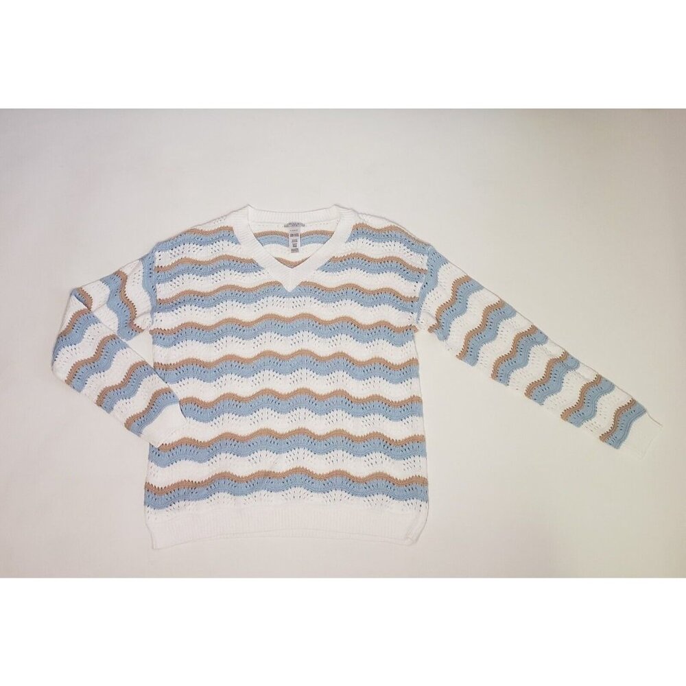 Studio 1886 Sweater Women's Size XL Blue Beige Ivory Cottagecore Light Academia - Picture 5 of 16